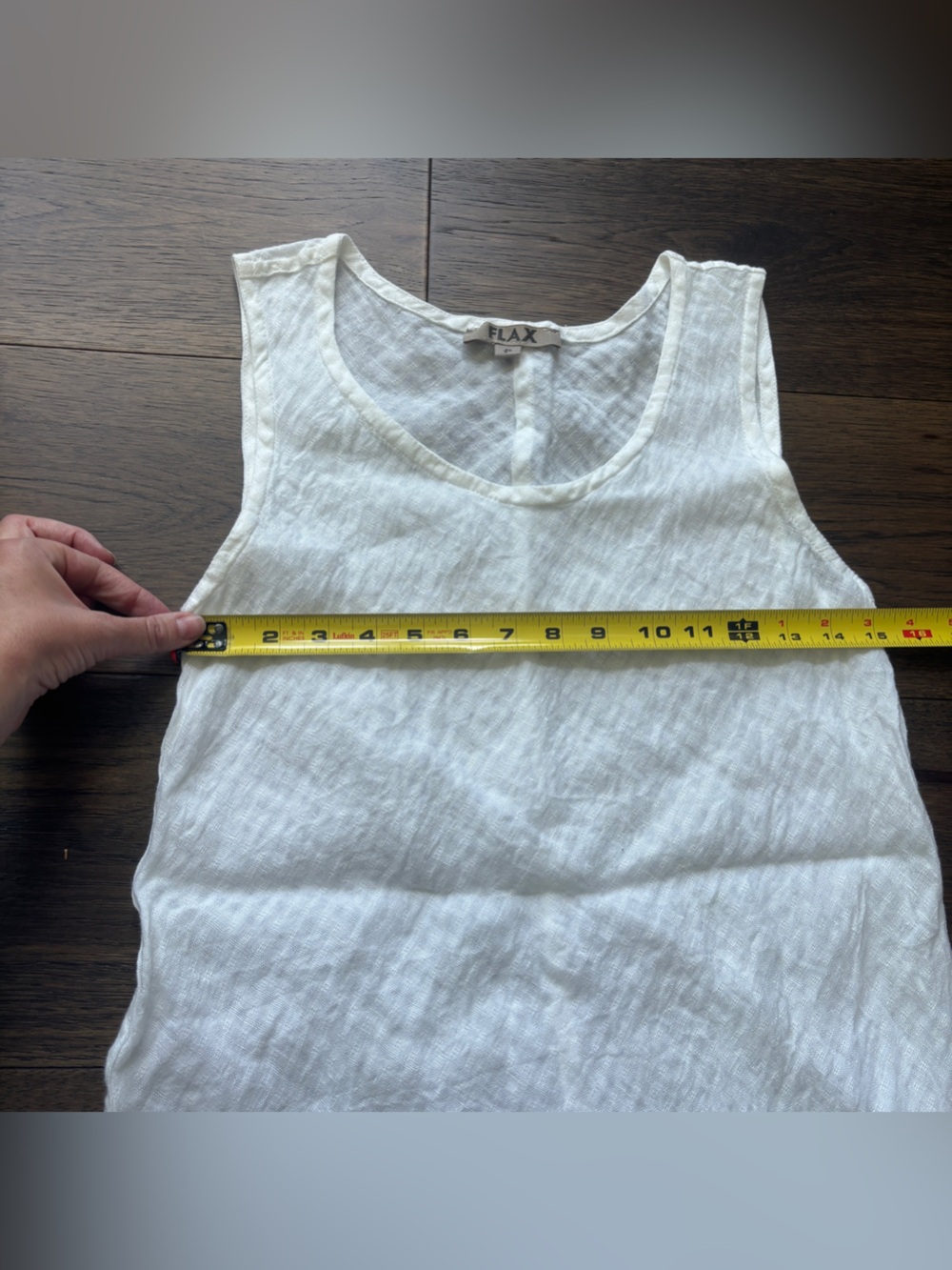 FLAX Asymmetrical Linen Tunic Top White Gingham Sleeveless Small - Picture 10 of 13